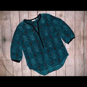 NY and Company Green and Black Blouse